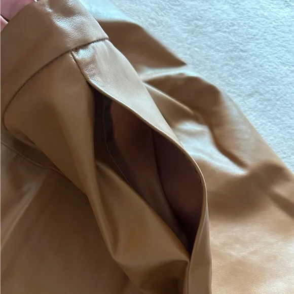 NWT Forever21 Cognac Faux Leather Midi Circle Skirt - Size Small - Picture 8 of 10